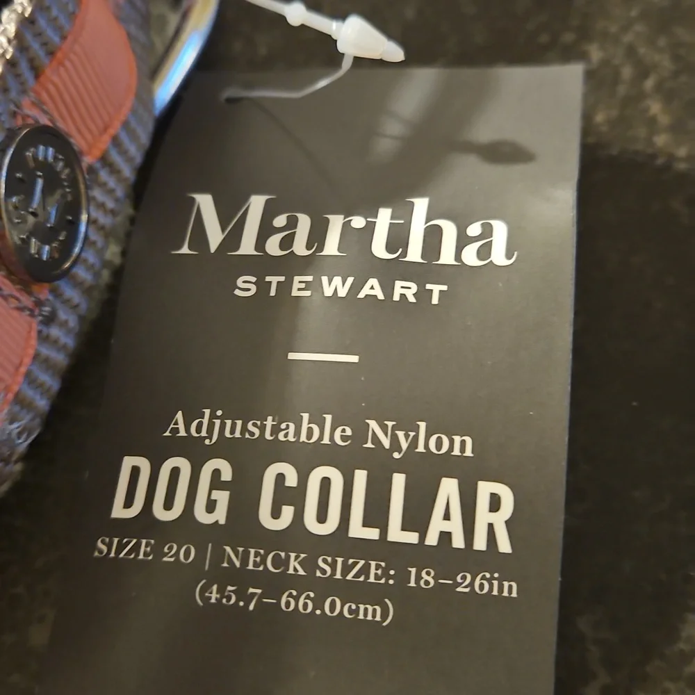 Martha Stewart | Dog Collar Medium Gray and Coral Nylon Size 20